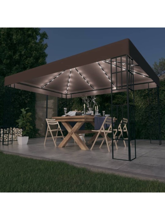 Altán se světelnými LED řetězy 4 x 3 m taupe