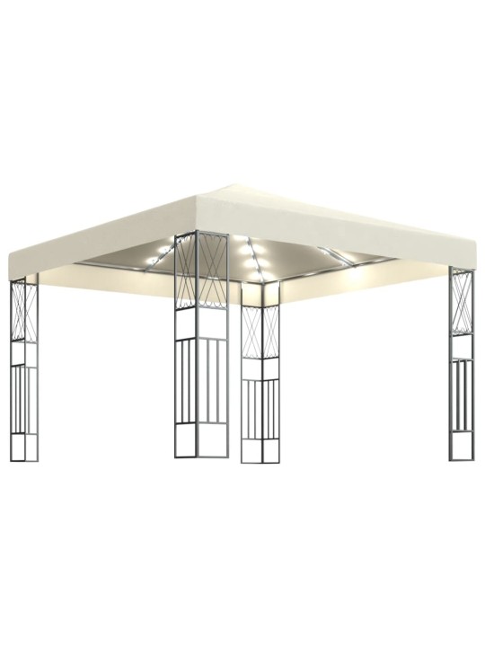 Altán se světelnými LED řetězy 3 x 3 m krémový textil