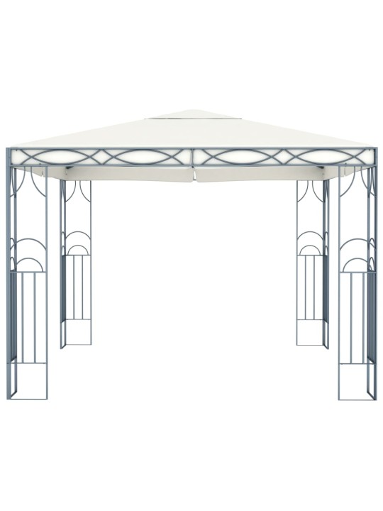 Altán se světelnými LED řetězy 300 x 300 cm krémový