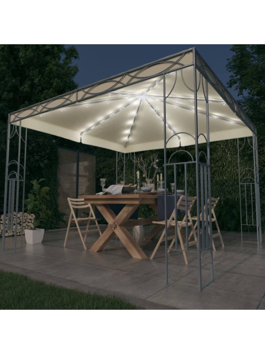 Altán se světelnými LED řetězy 300 x 300 cm krémový