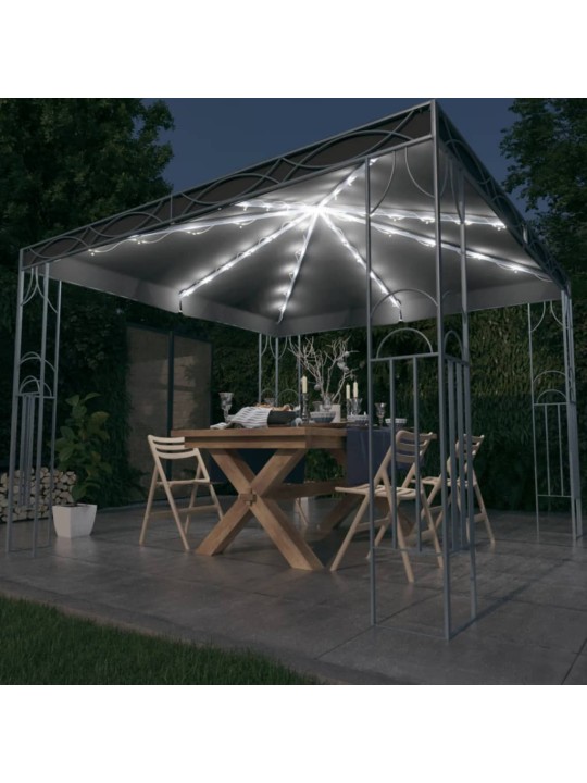 Altán se světelnými LED řetězy 300 x 300 cm antracitový