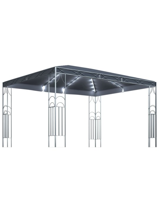 Altán se světelnými LED řetězy 400 x 300 cm antracitový