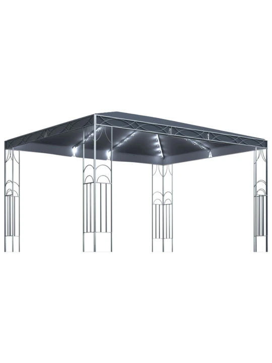 Altán se světelnými LED řetězy 400 x 300 cm antracitový