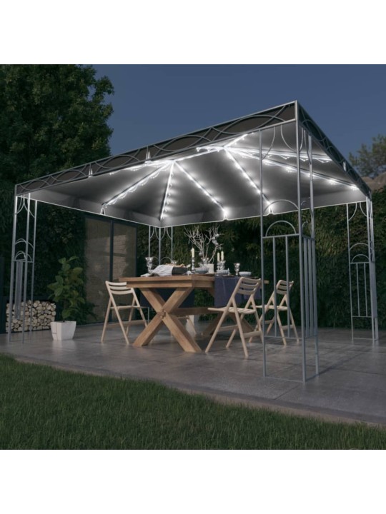 Altán se světelnými LED řetězy 400 x 300 cm antracitový
