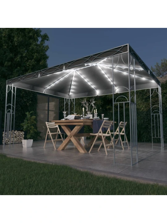 Altán se světelnými LED řetězy 400 x 300 cm antracitový