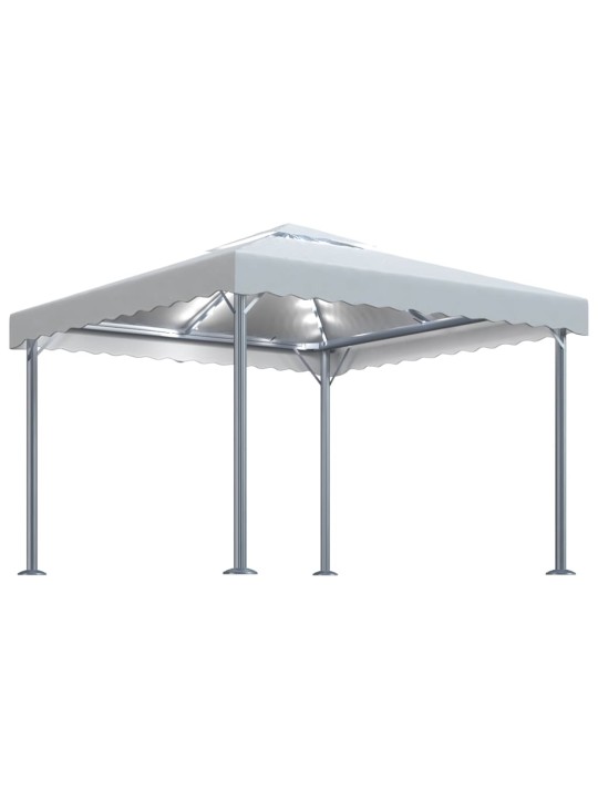 Altán se světelnými LED řetězy 300 x 300 cm krémový hliník