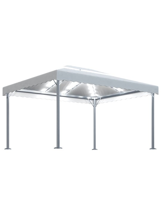 Altán se světelnými LED řetězy 400 x 300 cm krémový hliník
