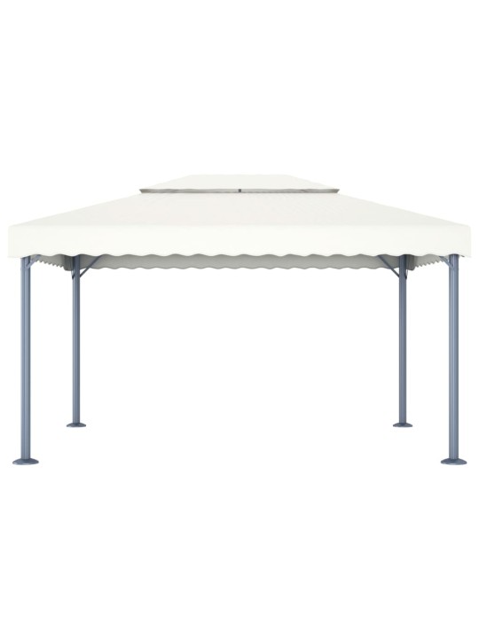 Altán se světelnými LED řetězy 400 x 300 cm krémový hliník