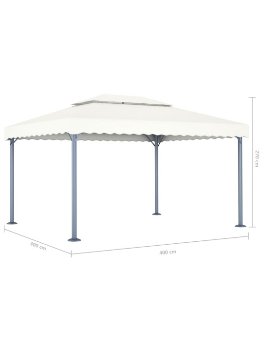 Altán se světelnými LED řetězy 400 x 300 cm krémový hliník