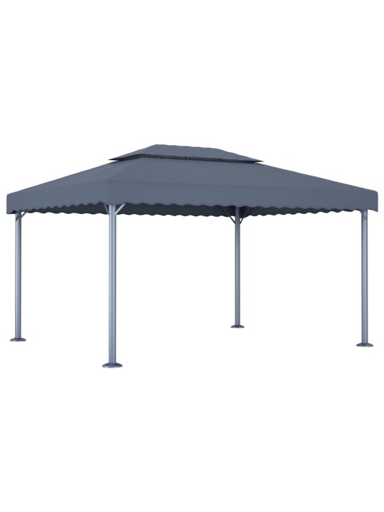 Altán se světelnými LED řetězy 400 x 300 cm antracitový hliník