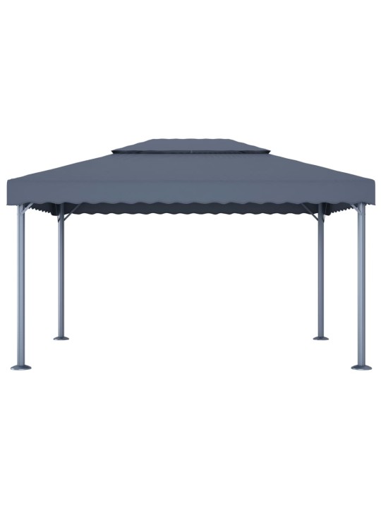 Altán se světelnými LED řetězy 400 x 300 cm antracitový hliník