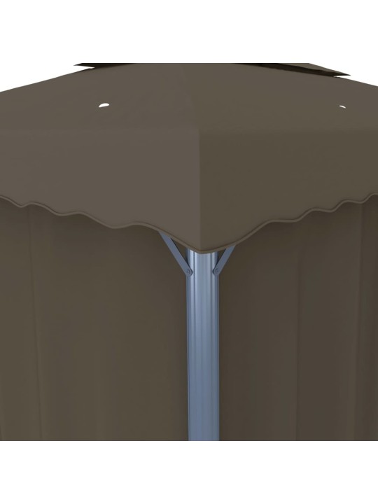 Altán se závěsy a světelnými LED řetězy 4 x 3 m taupe