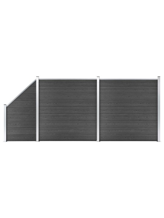 Set plotového dílce WPC 446 x (105–186) cm černý