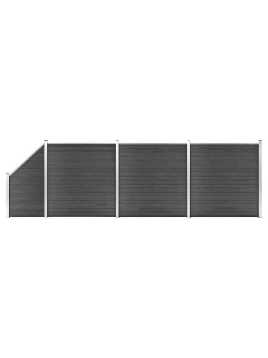 Set plotového dílce WPC 619 x (105–186) cm černý