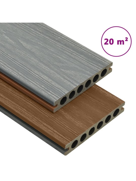 Terasová prkna wpc s příslušenstvím hnědá a šedá 20 m² 2,2 m