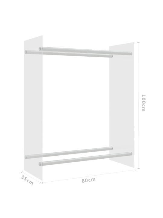 Stojan na palivové dříví průhledný 80x35x100 cm tvrzené sklo