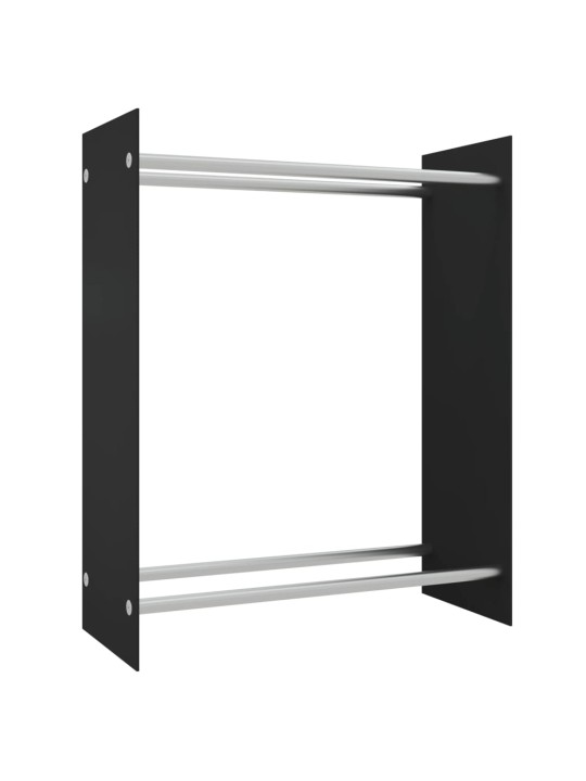 Stojan na palivové dříví černý 80 x 35 x 100 cm tvrzené sklo