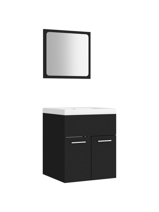 Set koupelnového nábytku černý dřevotříska
