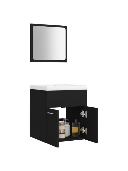 Set koupelnového nábytku černý dřevotříska