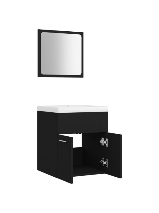 Set koupelnového nábytku černý dřevotříska