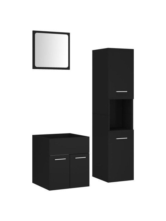 Set koupelnového nábytku černý dřevotříska