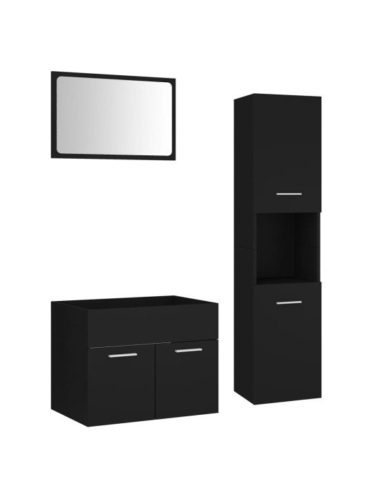 Set koupelnového nábytku černý dřevotříska