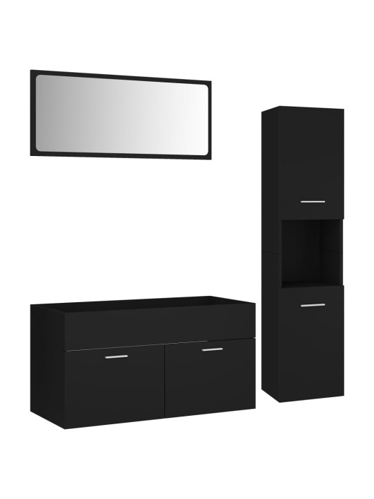 Set koupelnového nábytku černý kompozitní dřevo