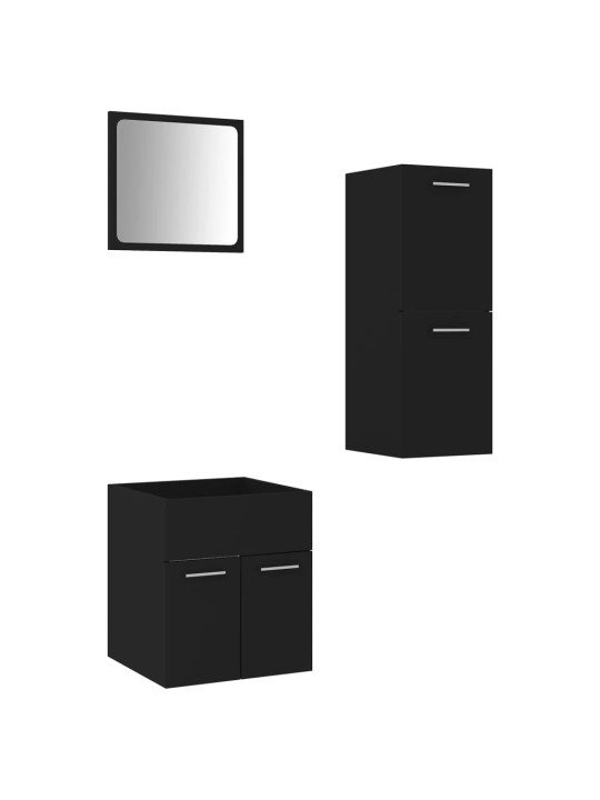 Set koupelnového nábytku černý dřevotříska