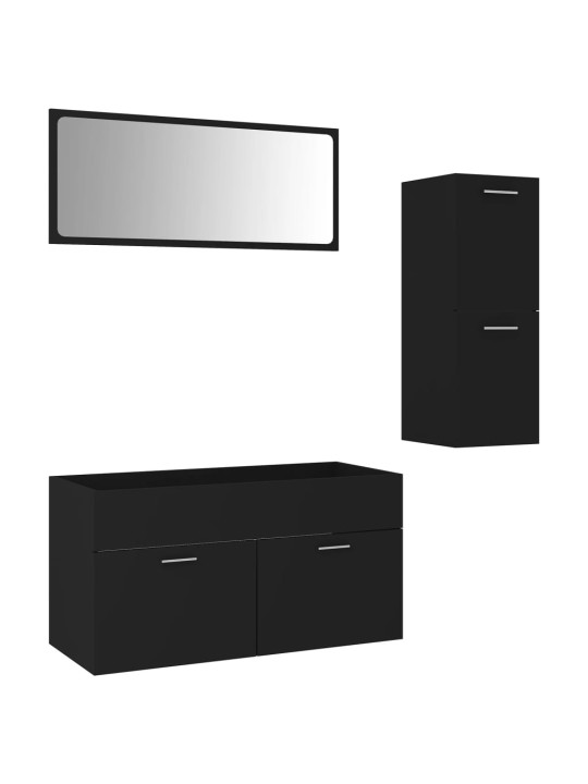 Set koupelnového nábytku černý kompozitní dřevo
