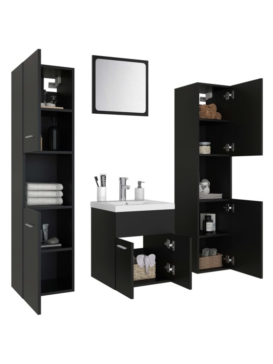 Set koupelnového nábytku černý dřevotříska