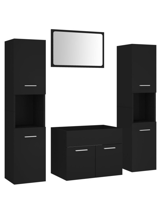 Set koupelnového nábytku černý dřevotříska