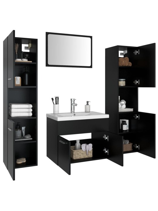 Set koupelnového nábytku černý dřevotříska