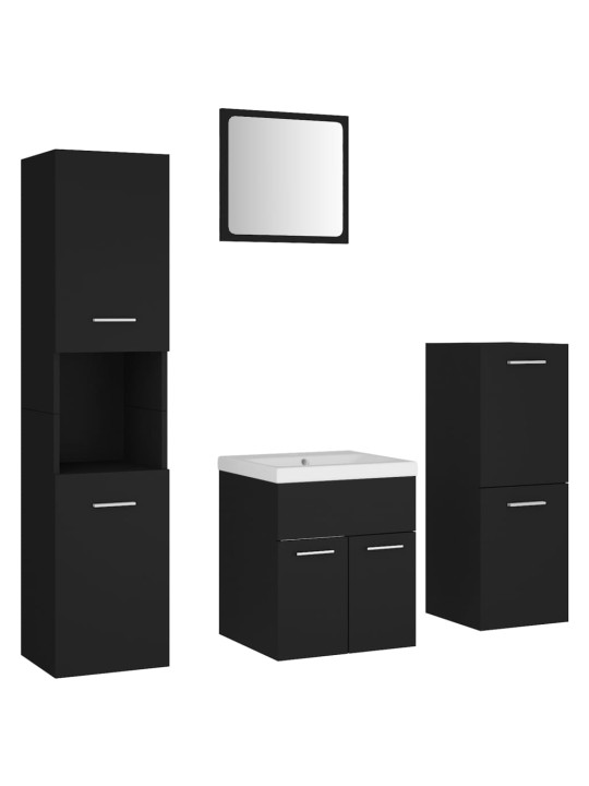 Set koupelnového nábytku černý dřevotříska