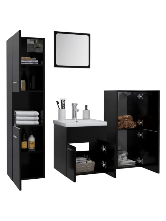 Set koupelnového nábytku černý dřevotříska