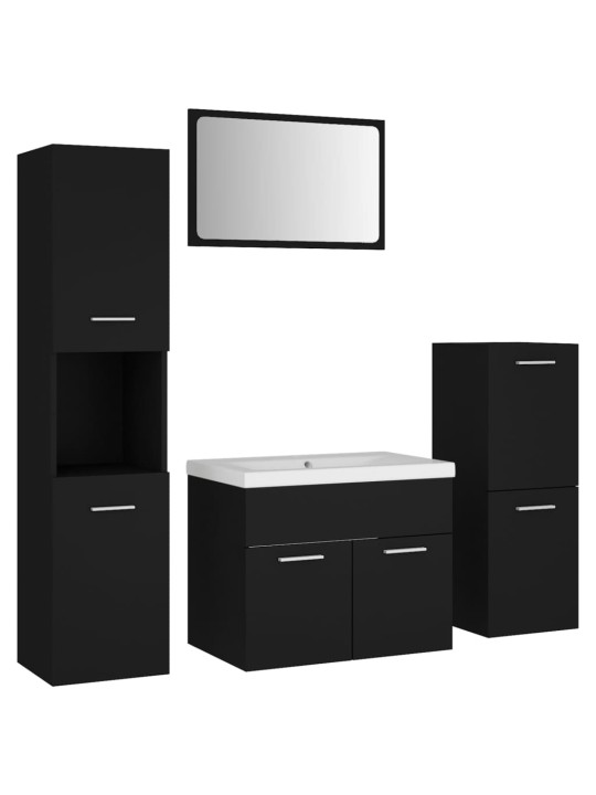 Set koupelnového nábytku černý dřevotříska