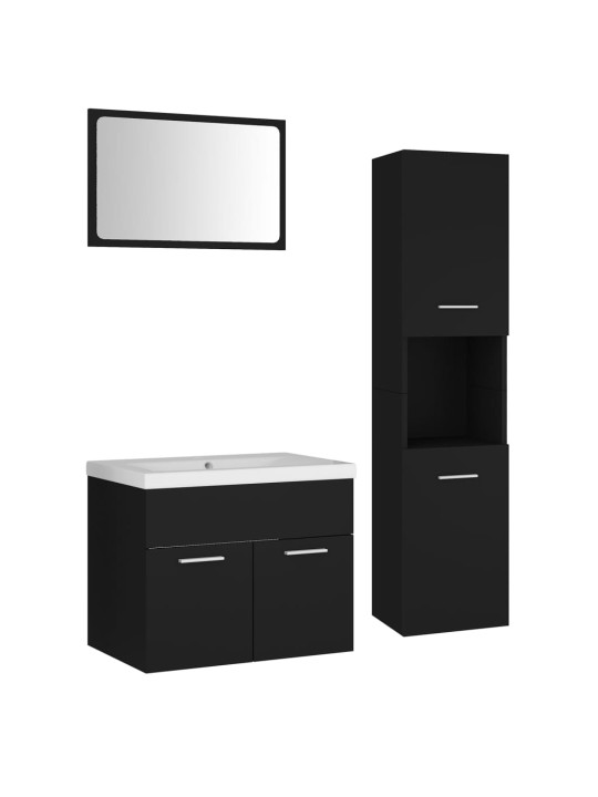 Set koupelnového nábytku černý dřevotříska