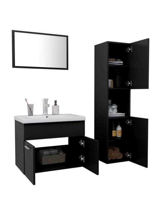 Set koupelnového nábytku černý dřevotříska