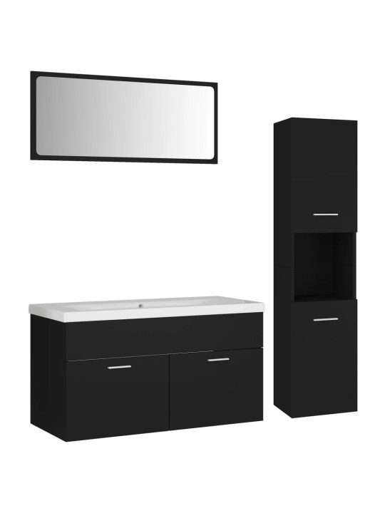 Set koupelnového nábytku černý kompozitní dřevo