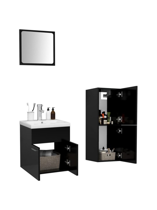 Set koupelnového nábytku černý dřevotříska