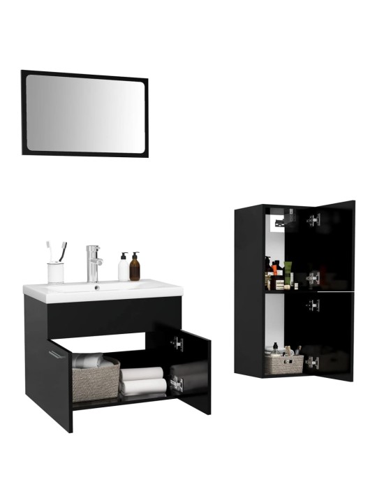 Set koupelnového nábytku černý dřevotříska