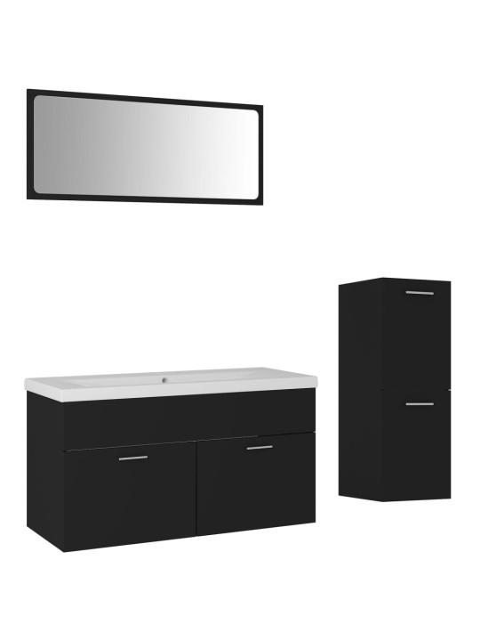 Set koupelnového nábytku černý kompozitní dřevo