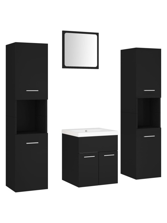 Set koupelnového nábytku černý dřevotříska