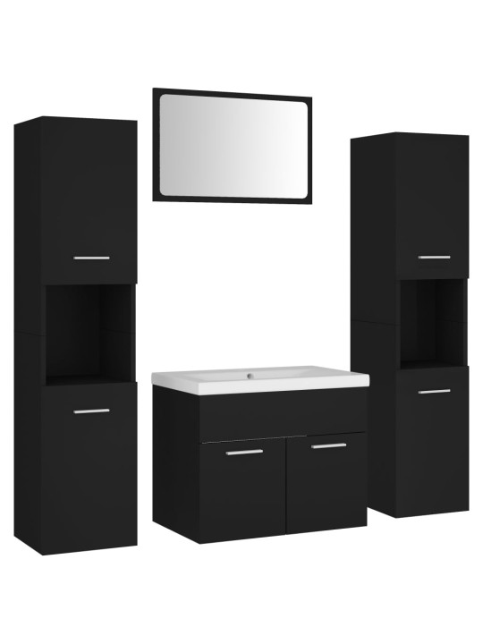 Set koupelnového nábytku černý dřevotříska