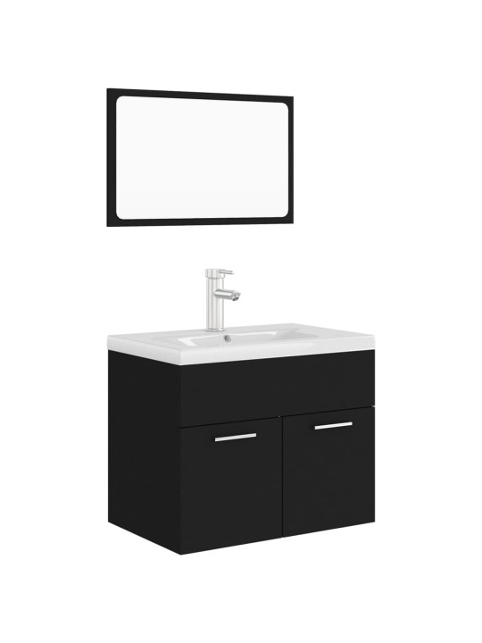 Set koupelnového nábytku černý dřevotříska