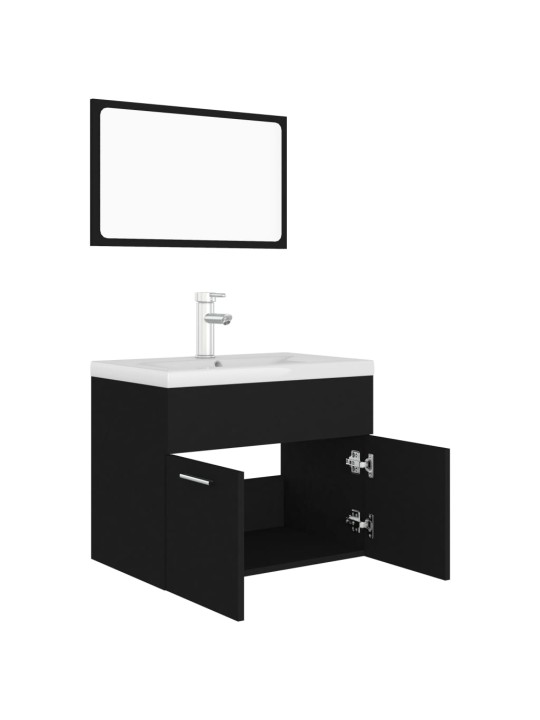 Set koupelnového nábytku černý dřevotříska