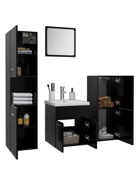 Set koupelnového nábytku černý dřevotříska