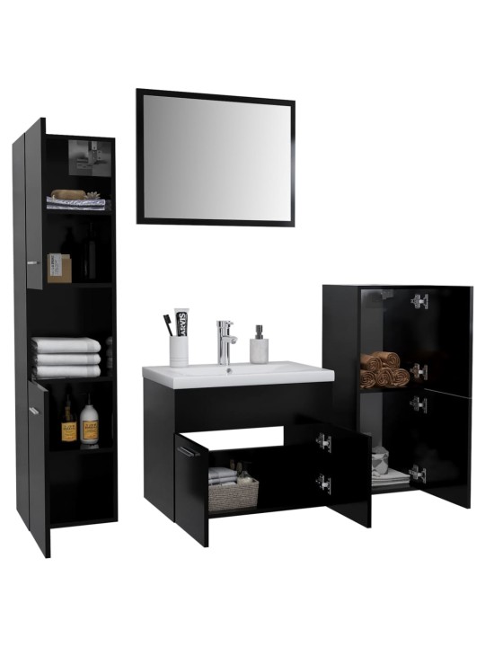 Set koupelnového nábytku černý dřevotříska