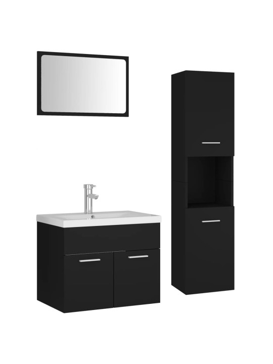 Set koupelnového nábytku černý dřevotříska