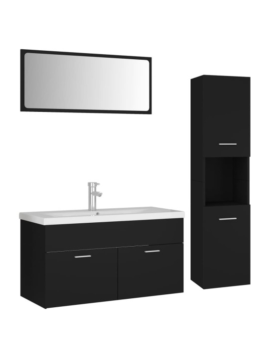 Set koupelnového nábytku černý kompozitní dřevo