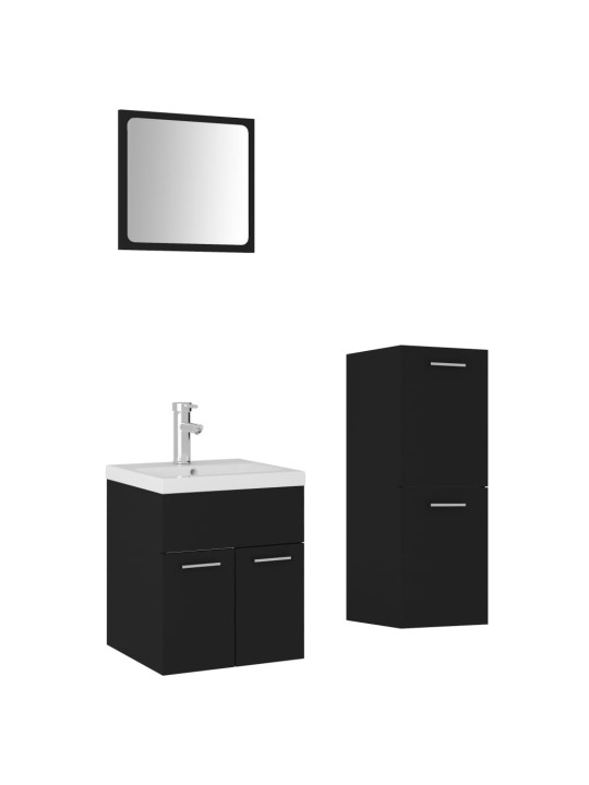 Set koupelnového nábytku černý dřevotříska